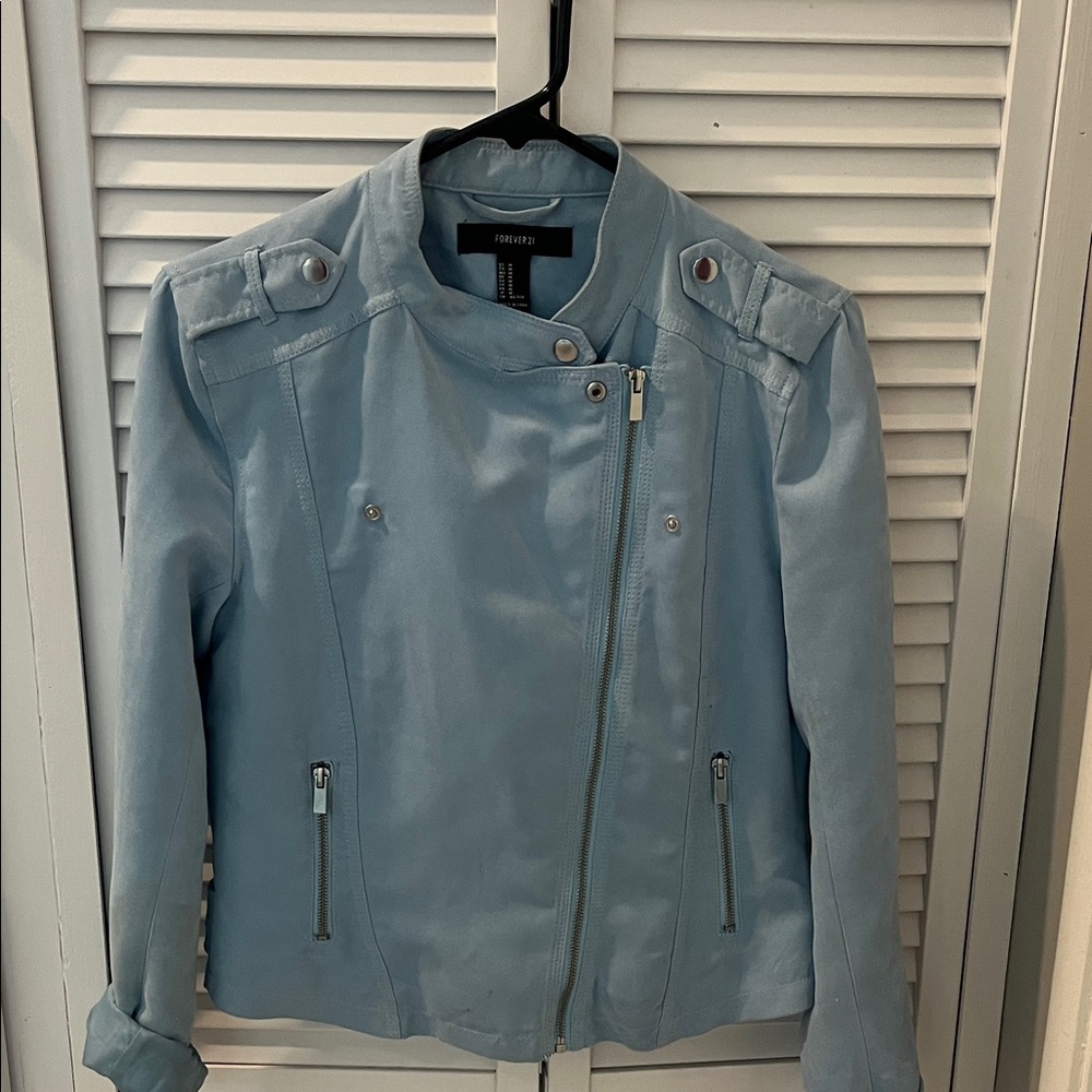 Forever 21 Sky Blue Leather Jacket